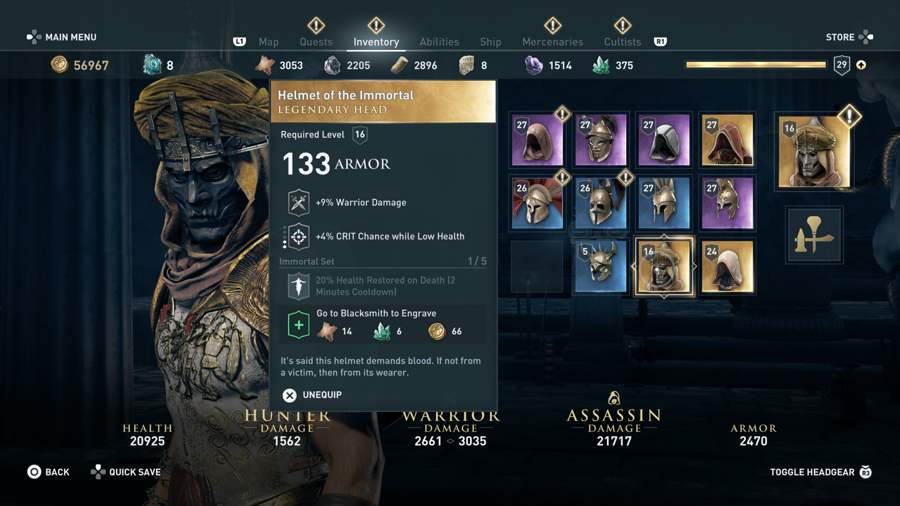 AC Odyssey Immortal Armor Set