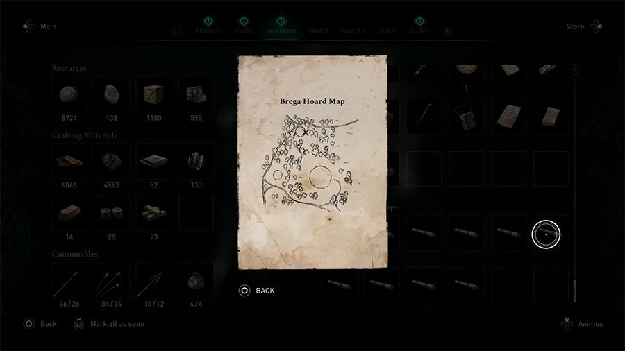 Assassin's Creed Valhalla Brega Treasure Hoard Map Clue