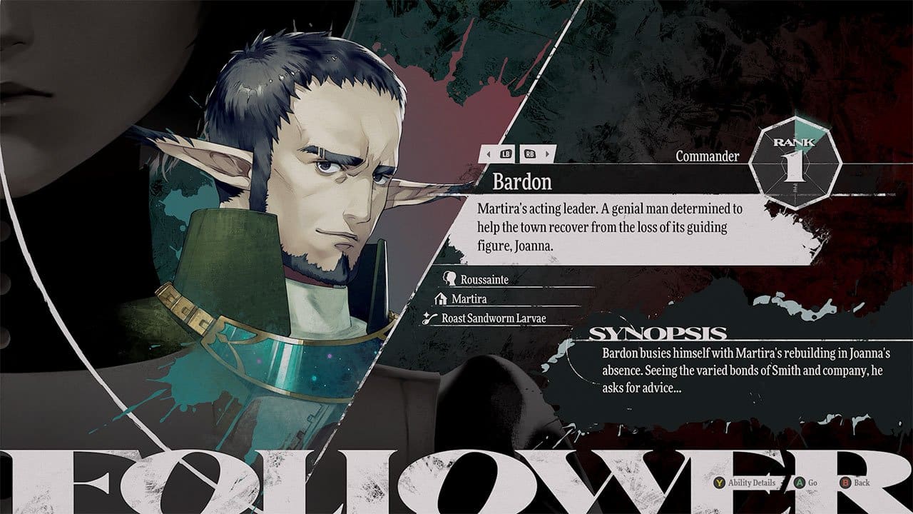 An image showing the stats and abilities of Follower Bardon