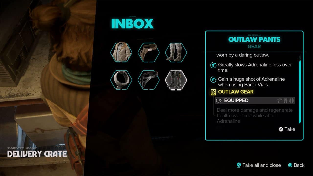 an image showing the stats and abilities of the Outlaw Pants