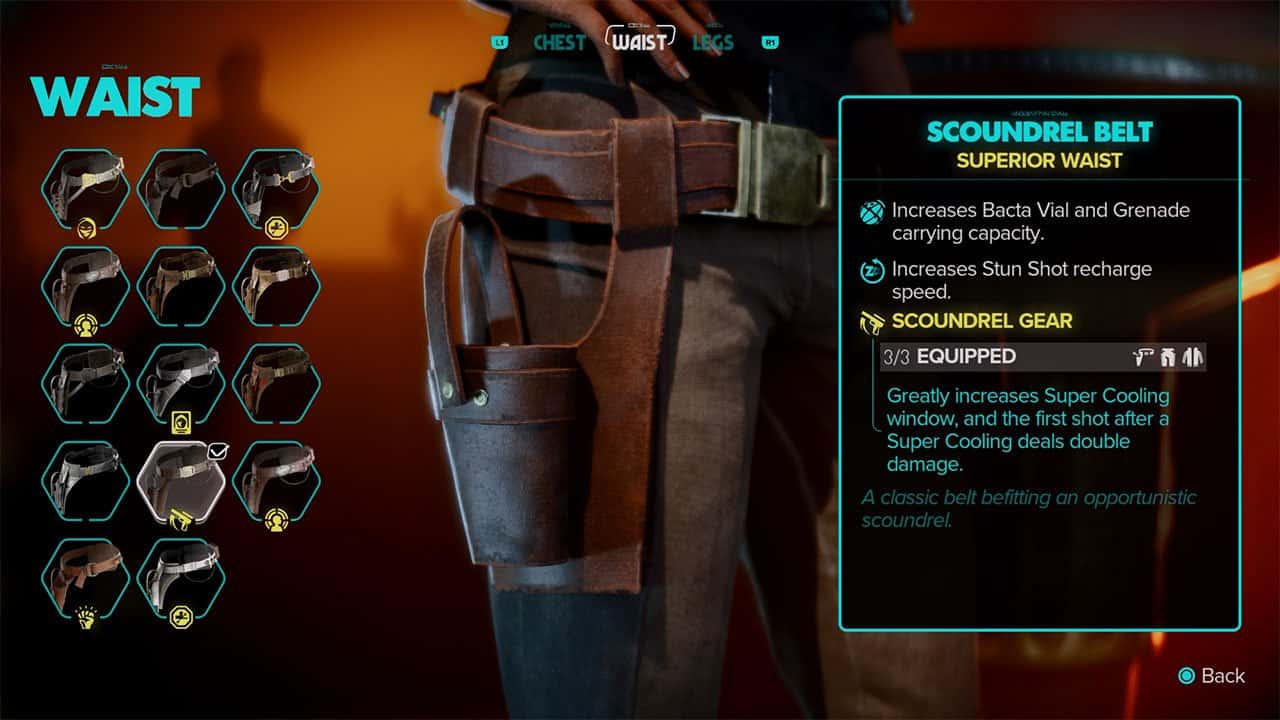 An image showing the stats, bonuses, and appearance of the Scoundrel Belt