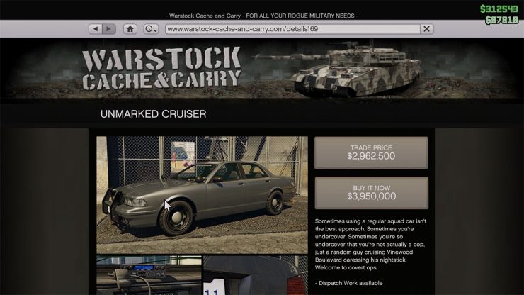 An image showing the car required to do Dispatch Missions