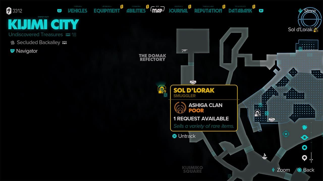 A map showing players where to buy the Vandor Survivalist Jacket